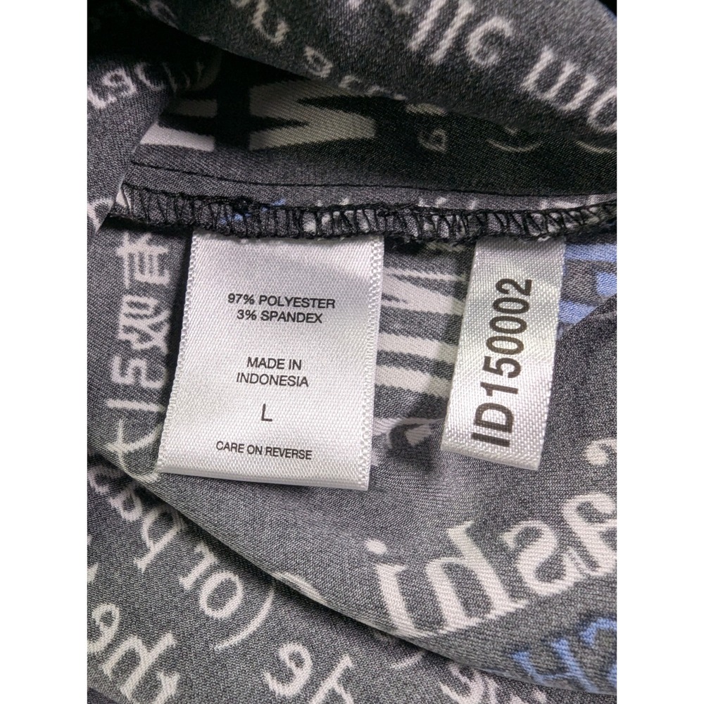 New York & Co. Newsprint Longline Shirt Dress Black Multilingual Large No Belt - Picture 4 of 7